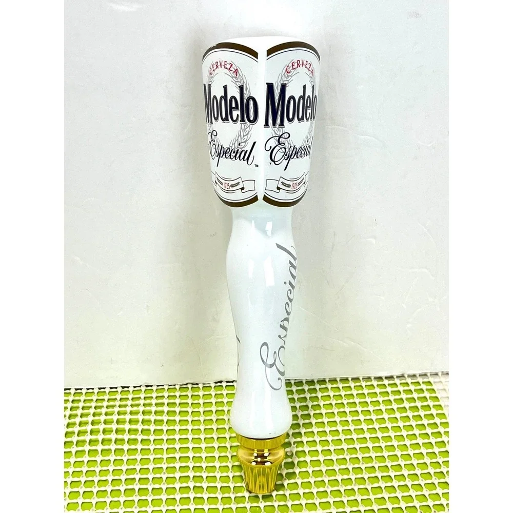 Modelo Especial Beer Tap Handle White Gold Cerveza Draft Bar Triple Side 10.5